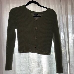 Olive Green Button-Up Cardigan